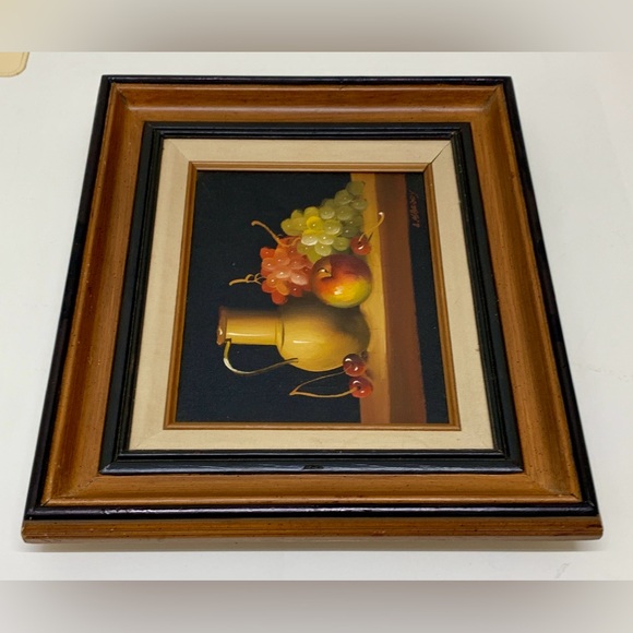 Vtg Original Oil on Canvas Wooden Framed L Habady Still Life Painting - Picture 9 of 13
